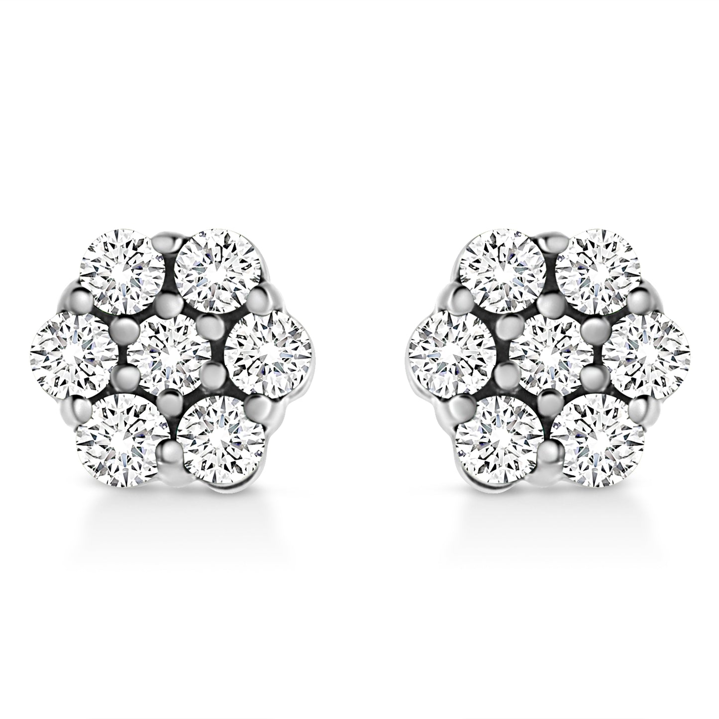 .925 Sterling Silver 1/2 Cttw Lab Grown Brilliant Round Cut Diamond Floral Cluster Stud Earrings (G-H Color, Vs2-Si1 Clarity)
