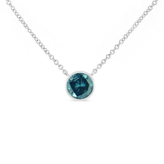.925 Sterling Silver 3.5Mm Blue Sapphire Gemstone Solitaire 18" Pendant Necklace