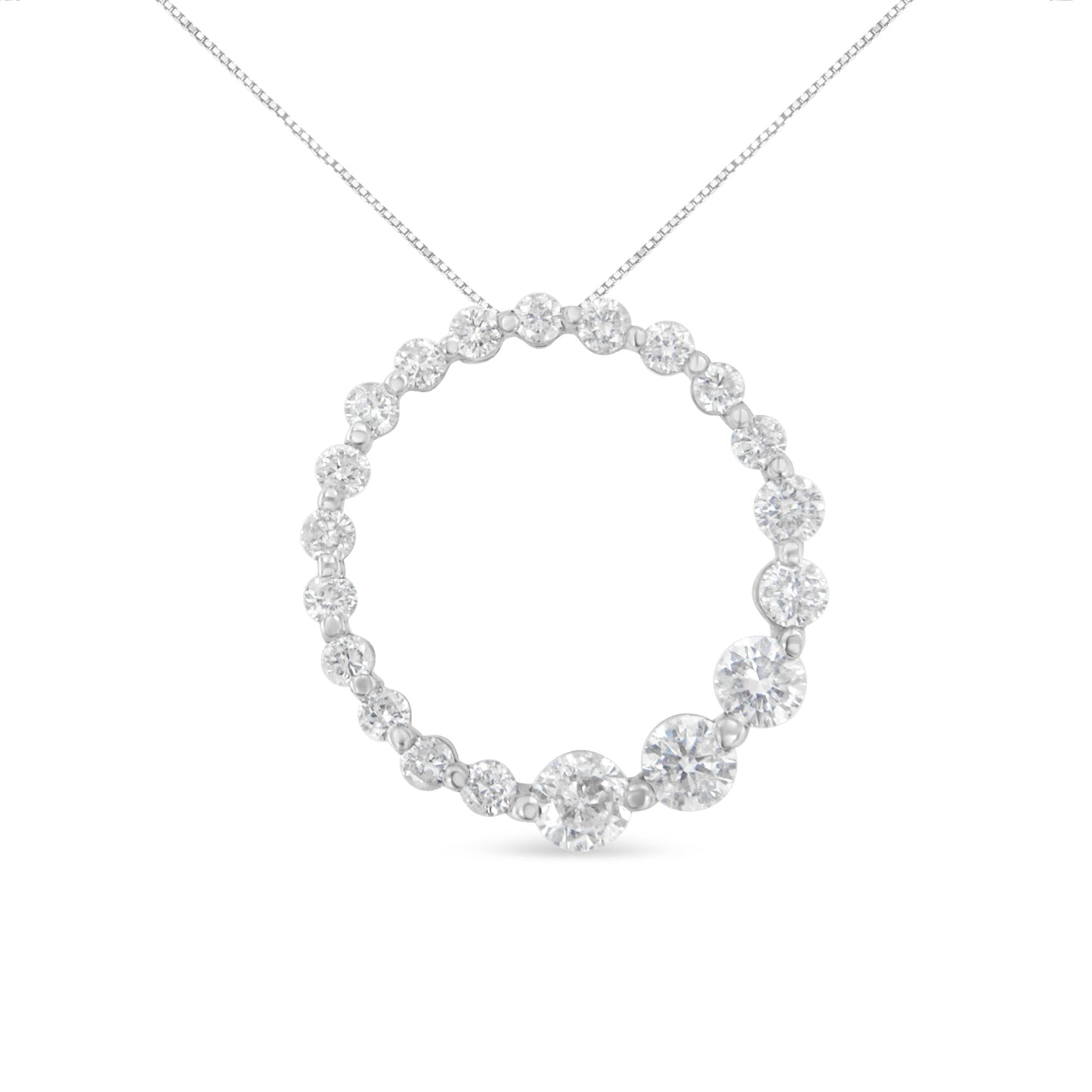 10K Yellow Gold Round Cut Diamond Circle Sparkle Pendant Necklace (1.00 Cttw, H-I Color, I1-I2 Clarity)
