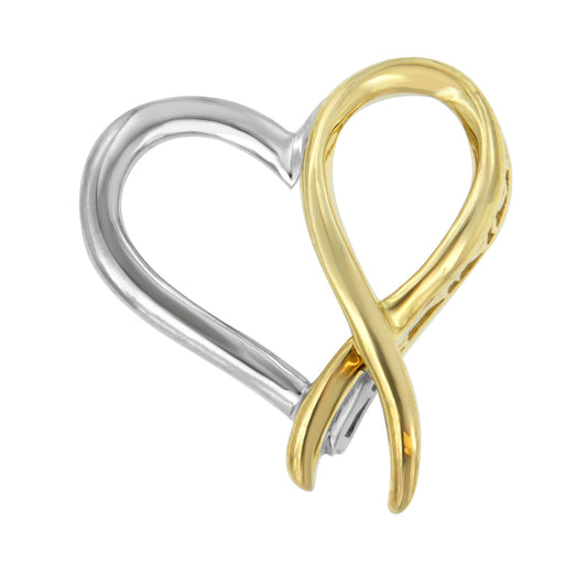 Two-Tone .925 Sterling Silver Heart-Shaped Pendant Necklace