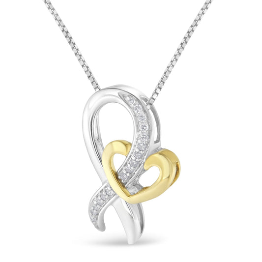 Two-Tone .925 Sterling Silver 1/6 Cttw Round Cut Diamond Ties Of Love Pendant Necklace (H-I, I1-I2)