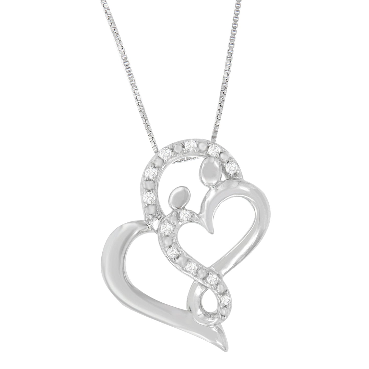Sterling Silver Round-Cut Diamond Heart Pendant Necklace (0.11 Cttw, H-I Color, I1-I2 Clarity)