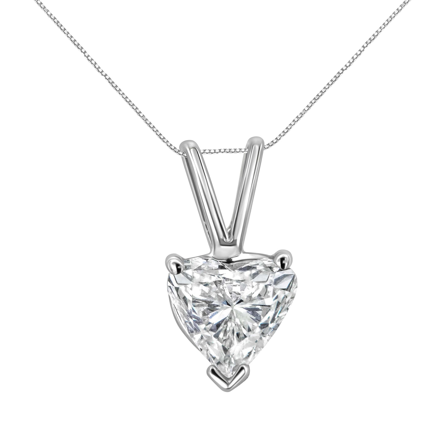 14K White Gold 1/5 Cttw Heart-Shaped Diamond Classic Solitaire 18" Pendant Necklace (H-I Color, Vs2-Si1 Clarity)