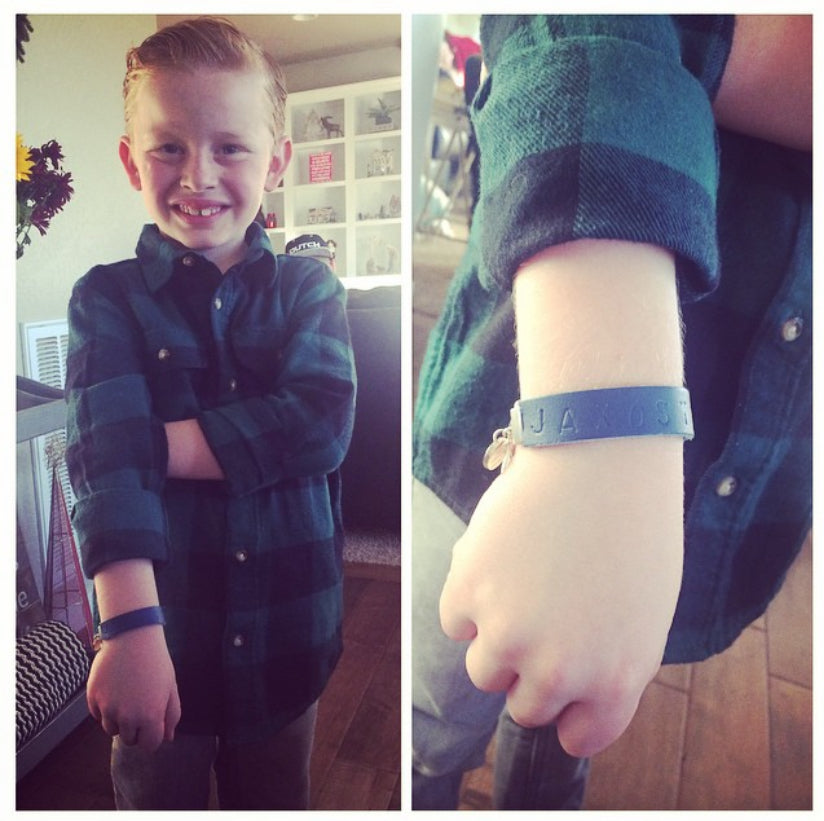 Blue Leather and Chain ID Toggle Bracelet