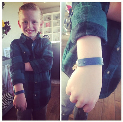 Blue Leather and Chain ID Toggle Bracelet