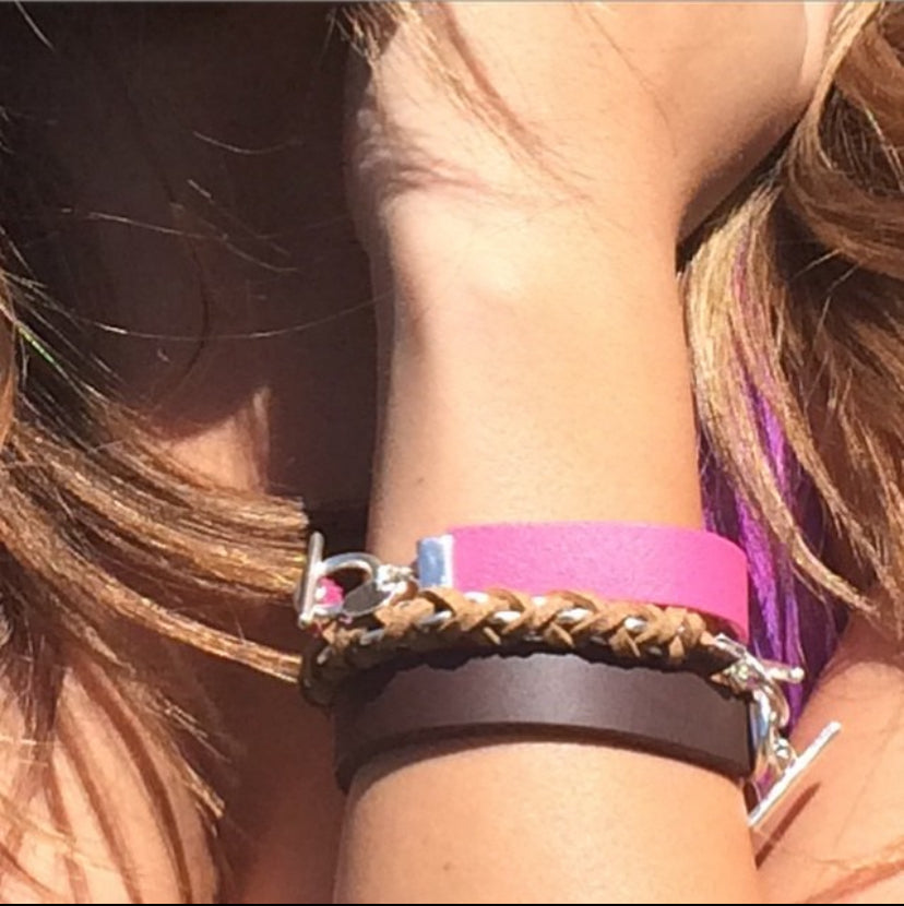 Black Leather Color Band Bracelet by the Urban Charm