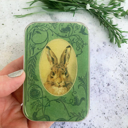 Bunny notions tin, stitch marker tin: Small