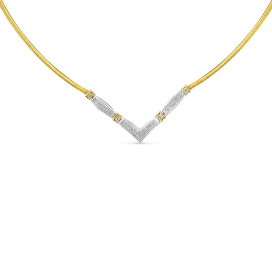 14K Two-Toned Gold 1 Cttw Diamond Chevron "V" Necklace (H-I, Si1-Si2)