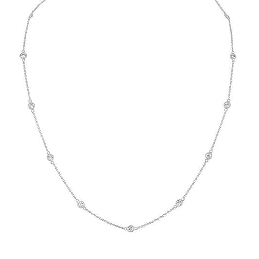 14K White Gold Diamond Station Necklace (1 1/10 Cttw, H-I Color, Vs2-Si1 Clarity)