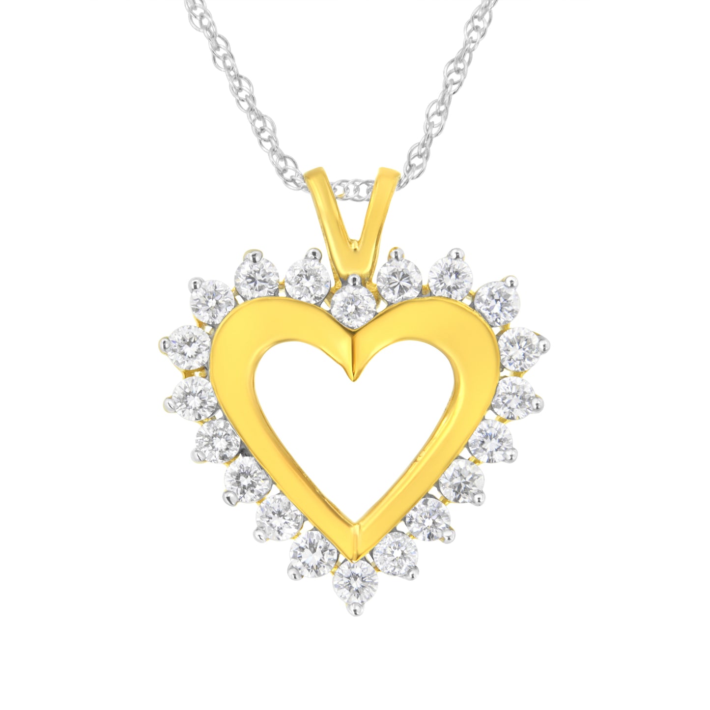 10K Yellow Gold Plated Sterling Silver 1 Cttw Lab Grown Diamond Heart Pendant Necklace (F-G Color, Vs2-Si1 Clarity)