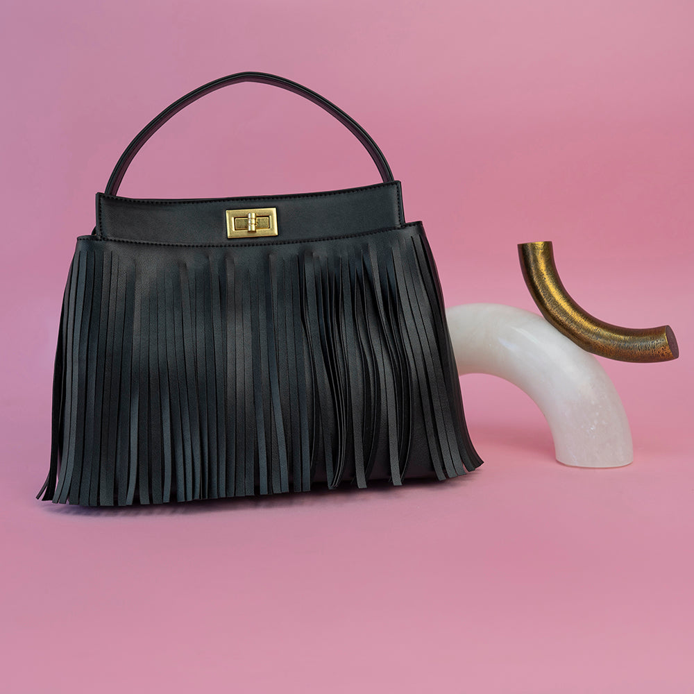 Anne Black Recycled Vegan Top Handle Bag