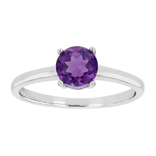 Amethyst Sterling Silver Solitaire Ring