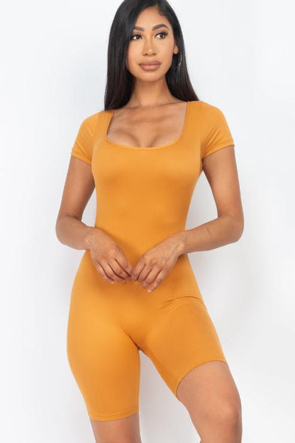 Short Sleeve Scoop Neck Bodycon Romper (CAPELLA)