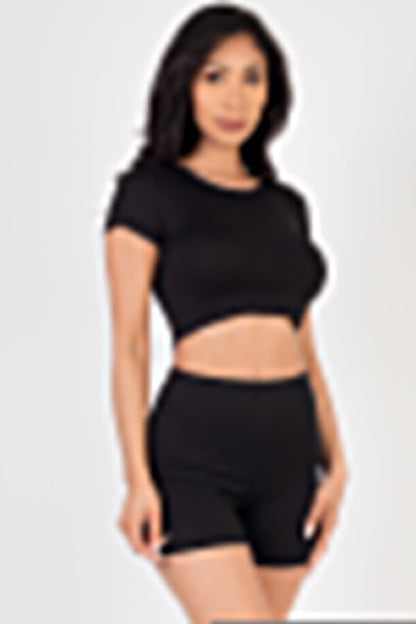 Short Sleeve Crop Top & Shorts Set (CAPELLA)