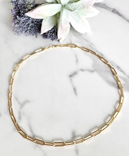 X Gold Filled Medium Link paper Clip Chain Necklace