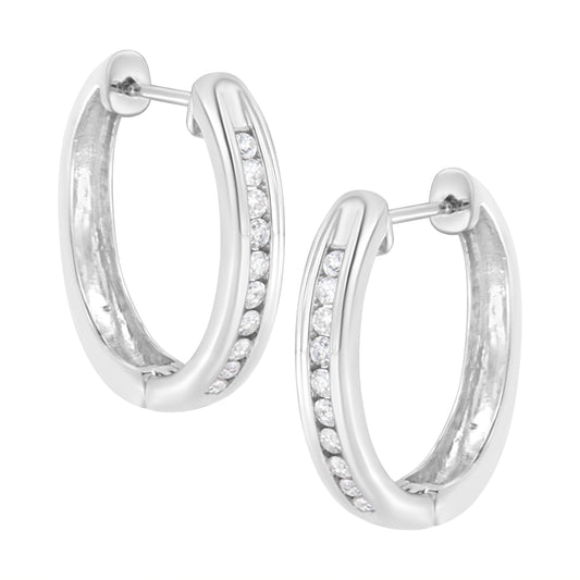 .925 Sterling Silver 1/2 Cttw Lab Grown Diamond Hoop Earring (F-G Color, Vs2-Si1 Clarity)