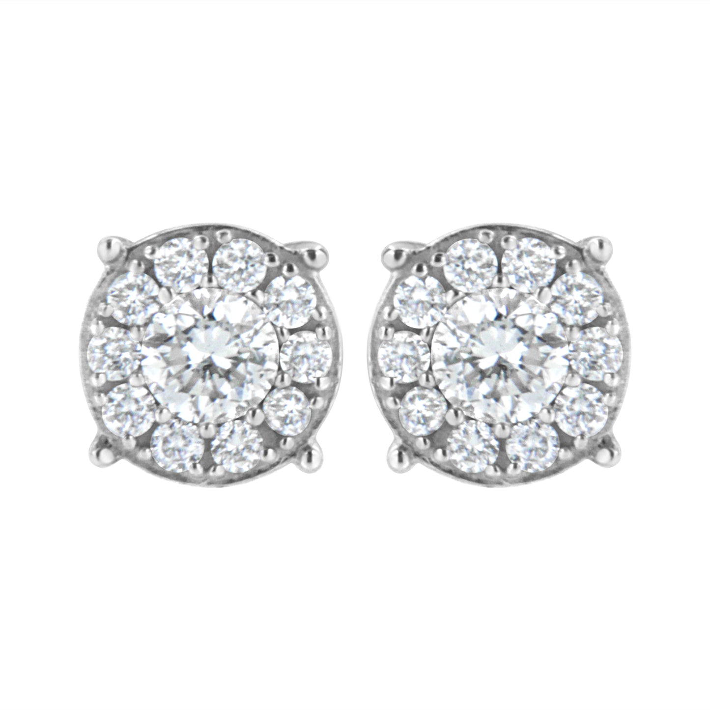 .925 Sterling Silver 1/2 Cttw Lab Grown Diamond Floral Cluster Earring (F-G Color, Vs2-Si1 Clarity)
