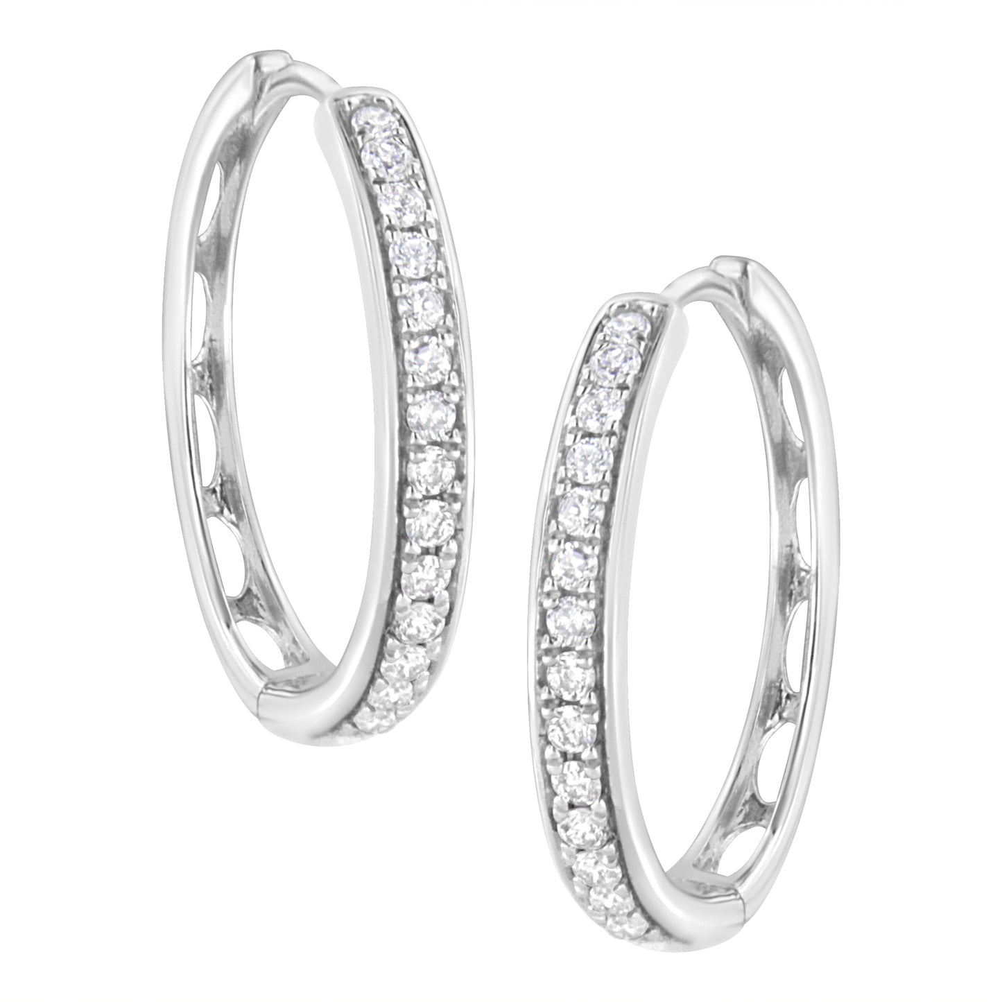 .925 Sterling Silver 1/2 Cttw Lab Grown Diamond Hoop Earring (F-G Color, Vs2-Si1 Clarity)