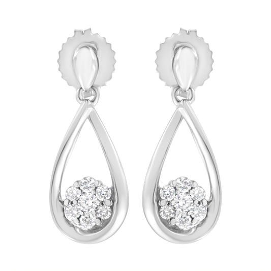 .925 Sterling Silver 1/3 Cttw Lab Grown Diamond Drop Earring (F-G Color, Vs2-Si1 Clarity)