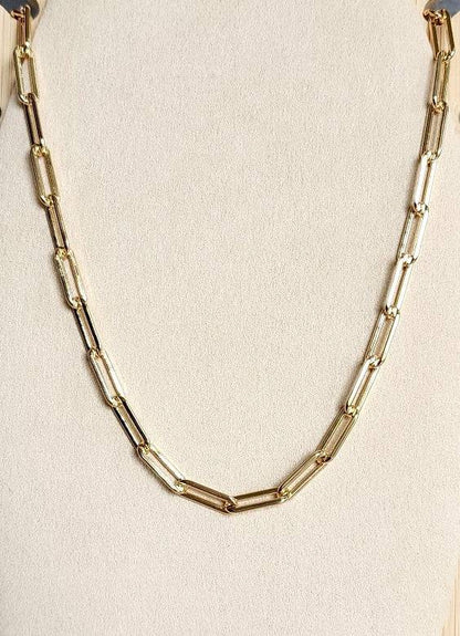 X Gold Filled Medium Link paper Clip Chain Necklace