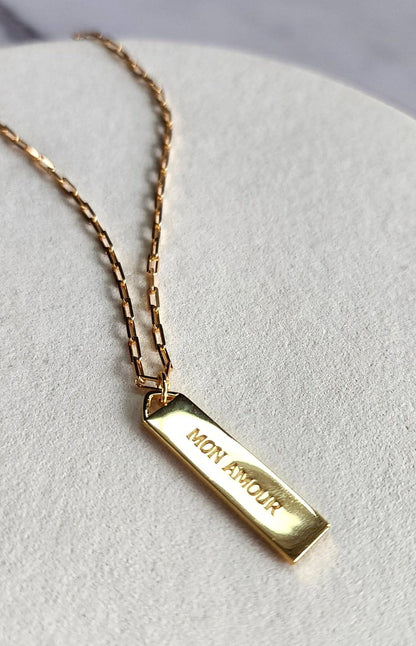 Touchstone Mon Amour Bar Necklace Gold