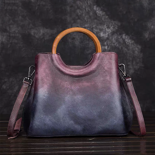 WAVE Grain Leather Shoulder Bag ~ Purple