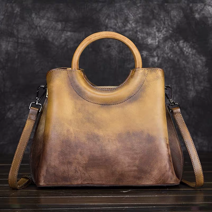 WAVE Grain Leather Shoulder Bag ~ Orange