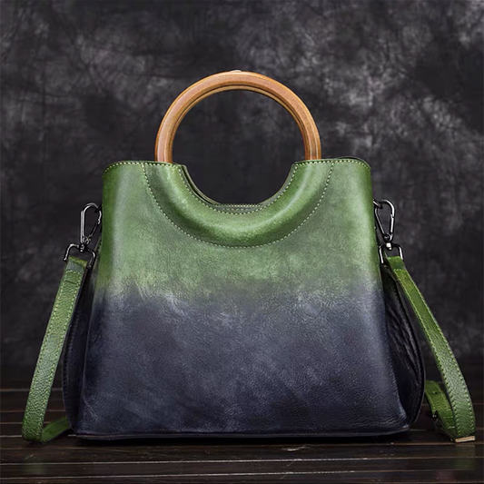 WAVE Grain Leather Shoulder Bag ~ Green