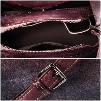 WAVE Grain Leather Shoulder Bag ~ Orange