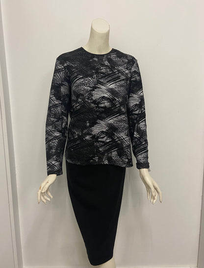 Black Silver Crinkle Top