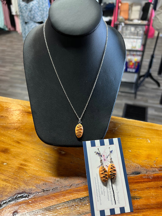 Bread with Chocolate Drizzle .925 Sterling Silver necklace