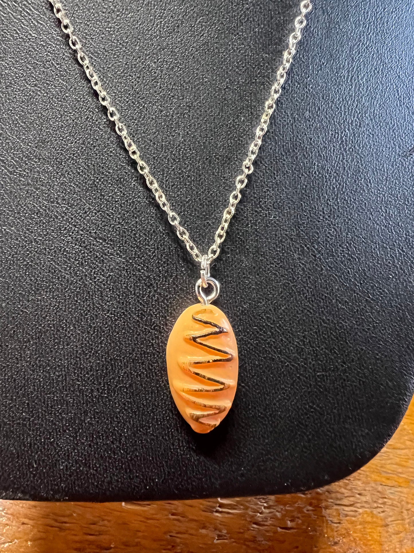 Bread with Chocolate Drizzle .925 Sterling Silver necklace