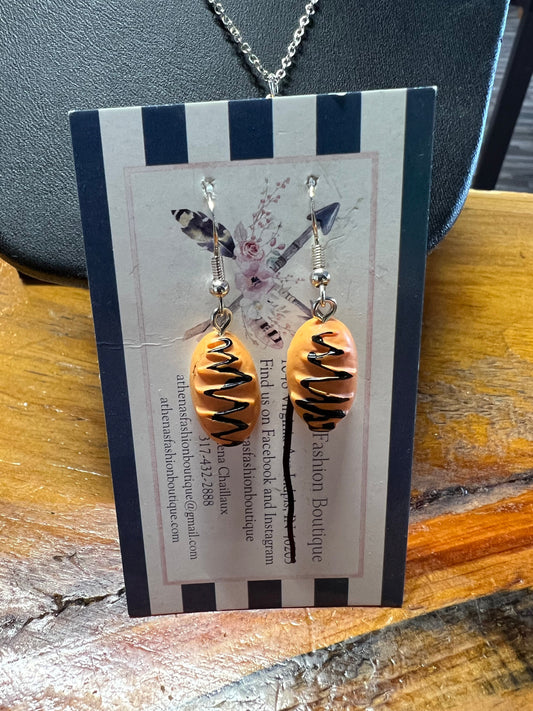 Bread with Chocolate Drizzle .925 Sterling Hook Earrings