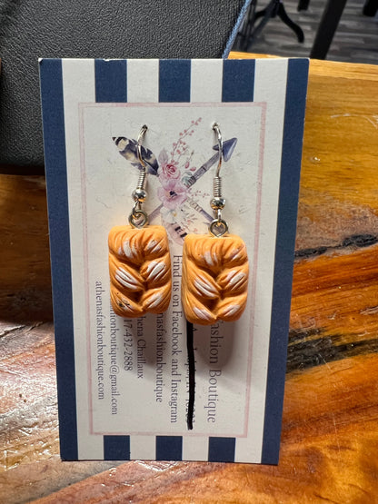 Bread Sterling Silver .925 Hooks Earrings
