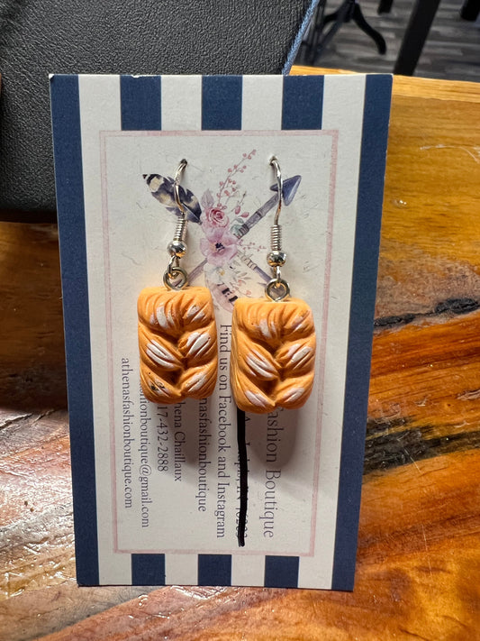 Bread Sterling Silver .925 Hooks Earrings