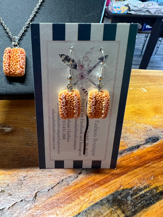 Bread Earrings .925 Sterling Silver Hooks