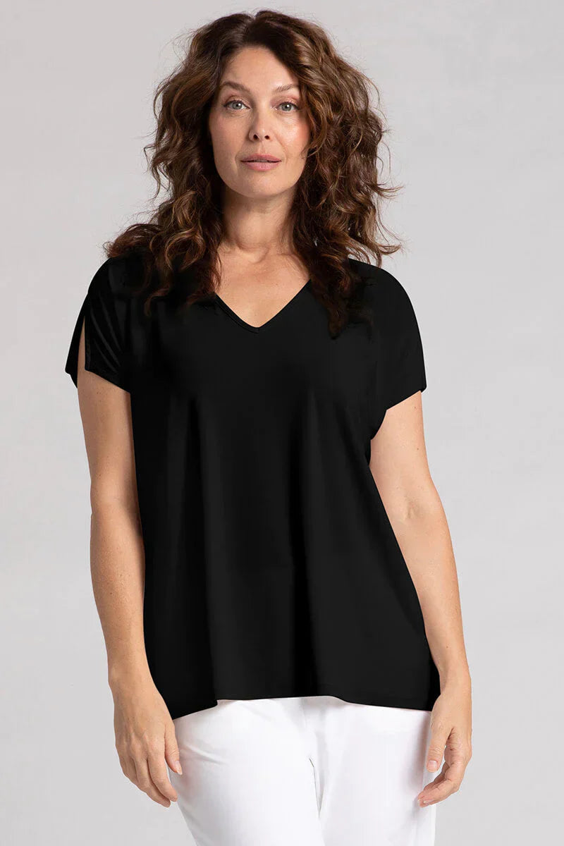 Sympli V-Neck Slit Sleeve Top 22318G