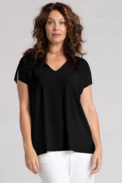 Sympli V-Neck Slit Sleeve Top 22318G