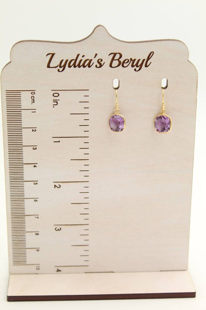 Amethyst Cushion Cut 18k Gold Over Dangle Earrings