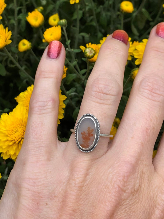 Orange Dendritic Ring With Coral Pattern