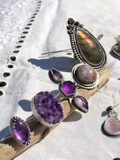 Amethyst Feather Ring