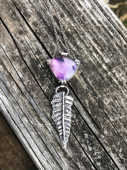Atomic Amethyst And Fern Statement Necklace