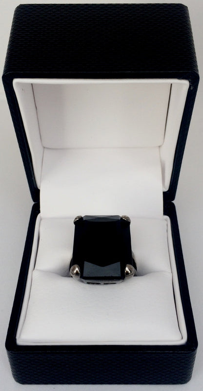 The Urban Charm Jet Black Crystal Silver Ring
