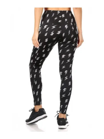 Womens Tummy Control Butt Sculpting Sport Lightning Bolt Leggings