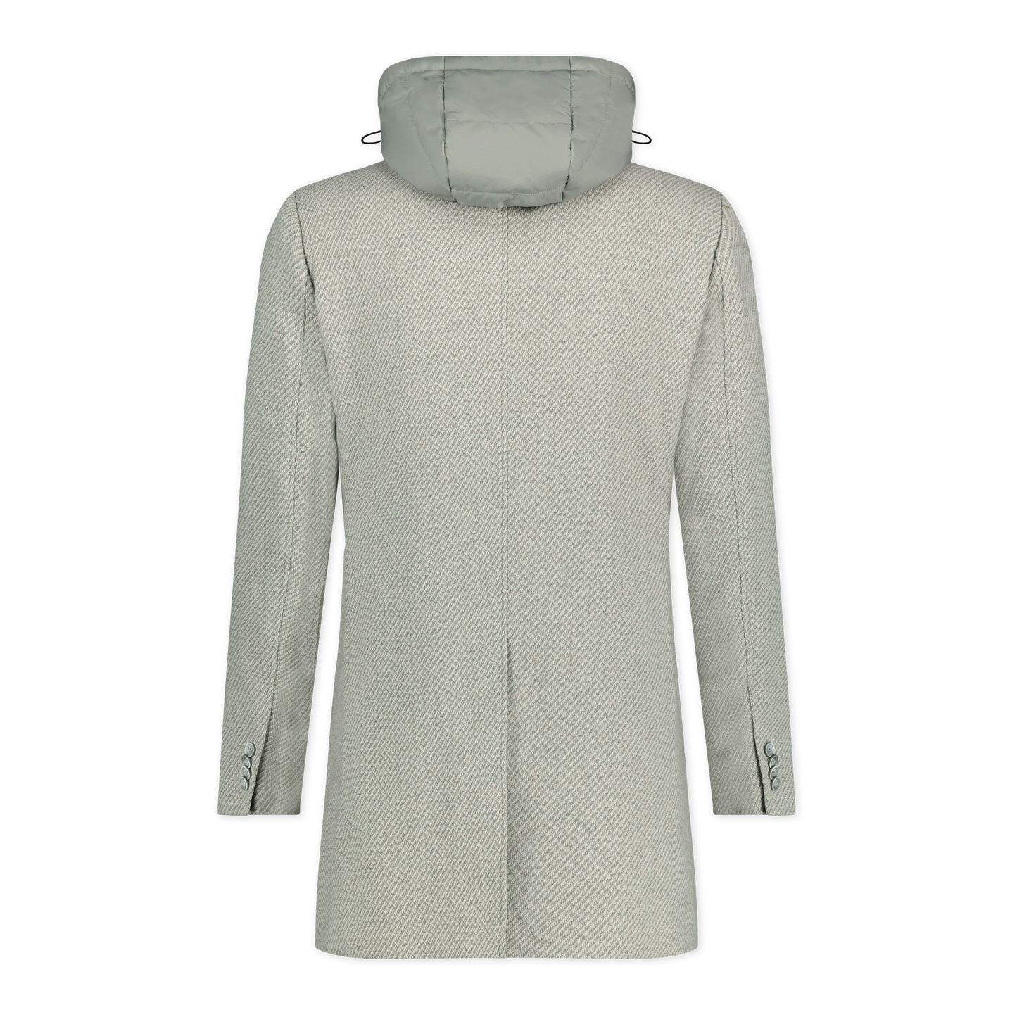 Blue Industry Wool Twill Coat with Removable Hood