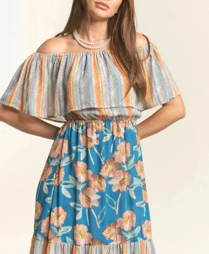 Turquoise Stone Tiered Dress