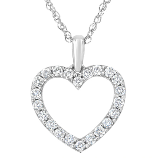 Sterling Silver 1/2 Cttw Lab Grown Diamond Heart Pendant Necklace (F-G Color, Vs2-Si1 Clarity)