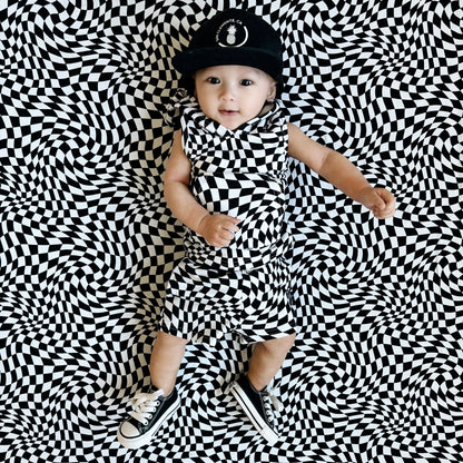 BAMBOO JOGGER SHORTS- Black Dizzy Check