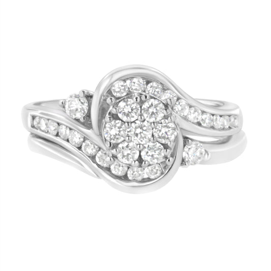 .925 Sterling Silver 3/4 Cttw Lab Grown Diamond Engagement Ring and Band Set (F-G Color, Vs2-Si1 Clarity)