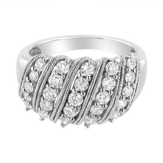 .925 Sterling Silver 1 Cttw Lab Grown Diamond Cluster Band Ring (F-G Color, Vs2-Si1 Clarity) - Size 7